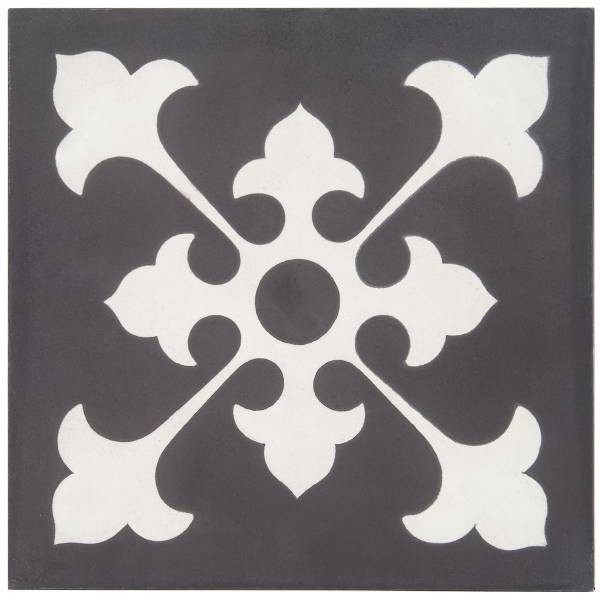 CARREAU CIMENT 20X20 DECOR CLASSIQUE BLANC CASSE / ANTHRACITE 16mm