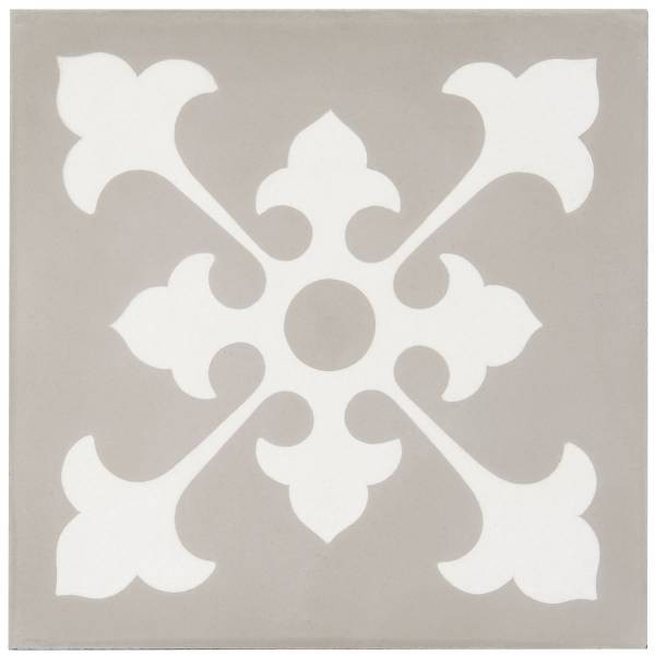 CARREAU CIMENT 20X20 DECOR CLASSIQUE BLANC CASSE / TAUPE 16mm