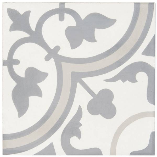 CARREAU CIMENT 20X20 DECOR CLASSIQUE BLANC CASSE / GRIS FONCE / GRIS CLAIR 16m