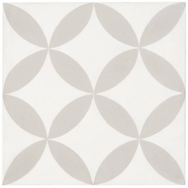 CARREAU CIMENT 20X20 DECOR MODERNE BLANC CASSE / GRIS CLAIR 16mm