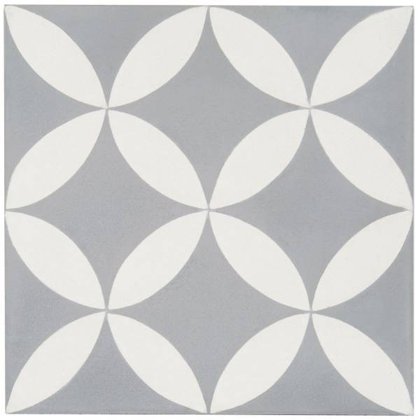 CARREAU CIMENT 20X20 DECOR MODERNE GRIS FONCE / BLANC CASSE 16mm