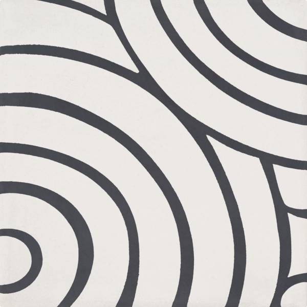 CARREAU CIMENT 20X20 MODERNE CERCLES BLANC / ANTHRACITE 16 mm