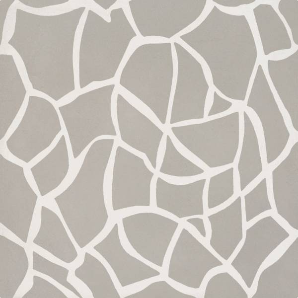 CARREAU CIMENT 20X20 MODERNE SPIDERWEB GRIS CLAIR / BLANC 16 mm